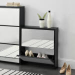 [en. casa] Pantofar Vogar cu 2 usi si oglinda, 67x63x17 cm, negru (69638635) Pantofar