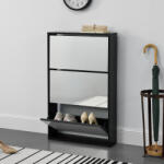 [en. casa] Pantofar Vogar cu 3 usi si oglinda, negru, 102, 5x63x17 cm (69638637) Pantofar