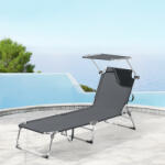 [en. casa] Sezlong pliabil din aluminiu cu copertina Legorreta, gri închis (76477071)
