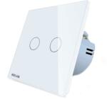WELAIK Intrerupator dublu cu touch Welaik panou din sticla, Alb (A1921CW) - vivoza