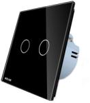 WELAIK Intrerupator dublu cu touch Welaik panou din sticla, Negru (A1921CB) - vivoza