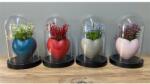 Iris E5752 decor în formă de inimă cu flori artificiale într-o margine 10x18cm (E5752)