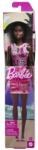 Mattel Barbie Papusa Clasica Bruneta Cu Rochita Roz Cu Imprimeu Barbie (MTT7439_HRH08) Papusa Barbie