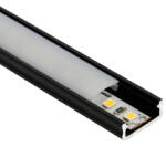 Lumines Type-D Fekete - Alumínium U profil LED szalagos világításhoz 16x6 mm (Félig átlátszó búrával) (LUMINES-D2-CZ + LUMINESB2-K2020-MR PVC)