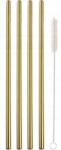  Fém Szívószál 4DB Arany Öko Cső Zero Waste (2579577)