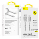 Blavec Raptor Apple CarPlay/Android Auto (CRA-UC3WS20) Fonott USB kábel, USB-A - USB-C, (2 méter 3, 1A), fehér-ezüst