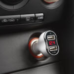  Autós szivargyújtó adapter - 2 x USB, feszültségmérővel és árammérővel - fehér (GL55055WH)