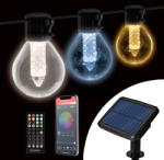  Smart szolár fényfüzér - 15 db fehér LED - állítható színhőmérséklet - 7, 5 m - bluetooth (GL11743)