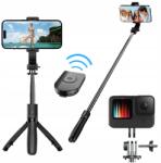 Blue Star Kompakt Szelfibot Állvány Tripod Bluetooth Távirányítóval, 69cm (L21)