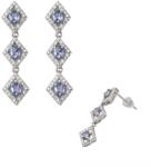  Cercei Tanzanit Cu Zircon Oval Fatetat 33x8x15 mm Argint 925 - 1 Pereche