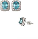  Cercei Topaz Cu Zircon Oval Fatetat 8x6x15 mm Argint 925 - 1 Pereche