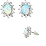  Cercei Opal De Foc Cu Zircon Oval 12x10x16 mm Argint 925 - 1 Pereche