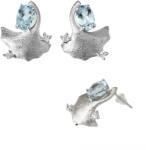  Cercei Acvamarin Oval Fatetat 17x14x14 mm Argint 925 - 1 Pereche Pentru Tinute Elegante