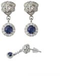  Cercei Safir Albastru cu Zircon Rotund Fatetat 18x7x14 mm Cu Zircon Argint 925 - 1 Pereche