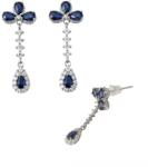  Cercei Safir Albastru Cu Zircon Picatura Fatetat 28x12x15 mm Argint 925 - 1 Pereche