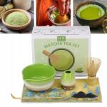Bedee Hagyományos Kerámia Matcha Szett Tájtörölközővel Zöld (AUTENTYCZNY ZESTAW MATCHA )