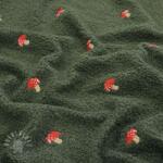  Kabát anyag EMBROIDERY Little mushrooms green