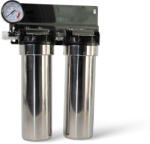 TITAN Sistem de filtrare din inox AISI 304 10 DUPLEX conexiune ½ F cu manometru Filtru de apa bucatarie si accesorii
