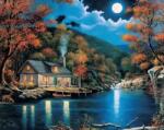 NORIMPEX - Puzzle Tablou Diamant: Casa lacului noaptea 30x40cm - 1 - 39 piese
