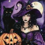 NORIMPEX - Puzzle Tablou Diamant: Vrăjitoare cu pisică neagră și dovleac 30x40cm - 1 - 39 piese
