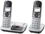 Panasonic Telefon fix wireless Panasonic KX-TGE522GS, pentru seniori, cu functie SOS, 2 receptoare, negru-argintiu (KX-TGE522GS)