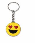 Dodaco Breloc chei emoticon indragostit, ochi inimioara, metalic, galben, 9.8 x 3.8 cm, inel 2.6 cm, accesoriu decorativ