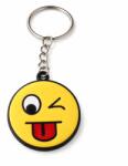 Dodaco Breloc chei emoticon haios cu limba scoasa, metalic, galben, 9.8 x 3.8 cm, inel 2.6 cm, accesoriu decorativ