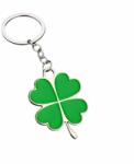Dodaco Breloc trifoi cu patru foi verde, metalic, 10.5 cm, inel 2.5 cm, simbol noroc, accesoriu chei