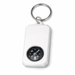 Dodaco Breloc chei cu busola integrata, alb, plastic rezistent, inel metalic, 9x3x0.6 cm, accesoriu orientare si organizare