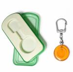 Dodaco Breloc pentru chei rotund, finisaj sablat, cu carabina metalica si cutie plastic inclusa, 10 x 4 cm