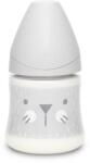 Suavinex Biberon 150 ml cu tetină rotundă din silicon, debit lent, pisică gri Hygge Suavinex (8426420069052)
