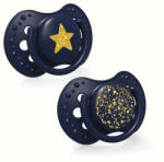 LOVI Suzeta Silicon Dynamic 3-6 M 2 Pcs Stardust Blue 22/893_Blue (5903407993560)
