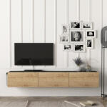 [en. casa] Comoda TV suspendata Vihti 180x31x29, 5 cm negru si stejar (83062689)