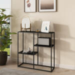 [en. casa] Consola hol Strömstad cu 3 rafturi, metal negru mat, 80x80x26 cm (83539204)