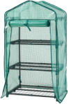 [en. casa] Mini sera de gradina cu 3 rafturi si usa rulabila 125x69x49 cm verde (84911126)