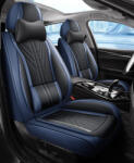  Peugeot 307 13 részes Prémium Magas minőségű Műbőr üléshuzat szett nyakpárnákkal - Légzsákos - Osztható - Fekete/Sötét kék színben (AL-02195307)