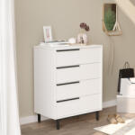 [en. casa] Comoda alba Vesanto 95x75x45 cm cu 4 sertare si manere metalice (85630635) Comoda