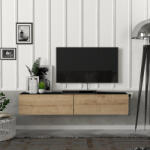 [en. casa] Comoda TV suspendata Toivakka 135x31x25 cm negru si stejar (83062698)