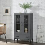 [en. casa] Vitrina living gri închis cu 2 usi din sticla si sertar, 70x31x115 cm (83895969) Comoda