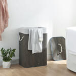 [en. casa] Cos de rufe 72L din bambus cu capac, albastru inchis/gri, Salla (83883466)