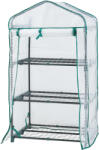 [en. casa] Mini sera pentru balcon cu 3 rafturi, 125x69x49 cm, alba, [en. casa] (84911127)