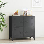 [en. casa] Dulap metalic de birou Hamina 80x40x82 cm, negru, 4 usi (83236548) Comoda
