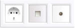 Leziter Priza tripla Nova Leziter: 230V cu împamantare + RJ45 UTP + TV, alb (LN3KERV-F_LNFCS-F_LNUTP-F_LNTVCS-F)