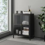 [en. casa] Sideboard negru cu sticla striata Sakyla 84x64x35 cm, en. casa (82195574) Comoda