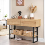 [en. casa] Consola pentru hol Varberg 120x30x75 cm, aspect stejar, 2 sertare (83055374)