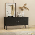 [en. casa] Comoda sideboard din otel negru mat 118x40x60 cm cu usi încuiabile (84206451) Comoda