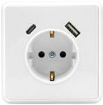 Leziter Priza Leziter Nova încastrata cu împamantare, USB-A + USB-C 2A, alb (LNUSB-F)