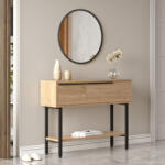 [en. casa] Masa consola Vesanto 100x30x76 cm, stejar si negru, cu 2 compartimente (85630626)