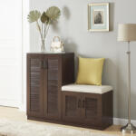 [en. casa] Pantofar Løten cu bancheta si 9 rafturi, 120x36x97 cm, wenge (83980347) Pantofar