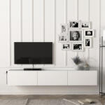 [en. casa] Comoda TV suspendata Vihti, alb, 180x31x29, 5 cm, 3 compartimente (83062684)